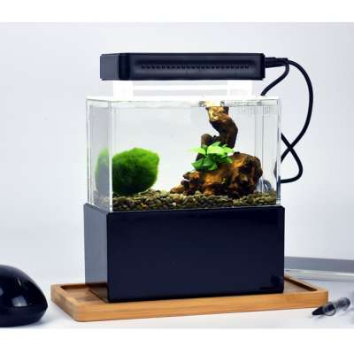 Mini Betta Fish Tank Desktop Marine Aquaponic Aquarium Fishes Bowl With Water Filter LED Light USB Air Pump Portable Decorations