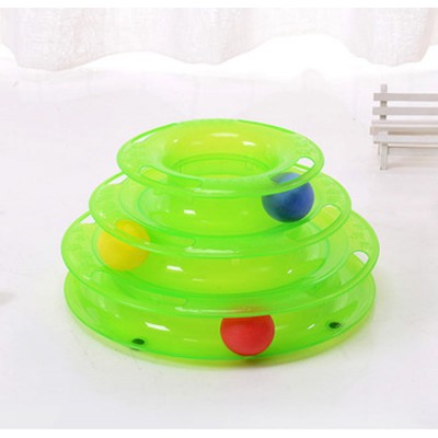 3 Layers Pet Toys Interactive Funny Trilaminar Turntable Plastic Cat Toy Crazy Ball Disk Toys for Kitten Cats Pet Products